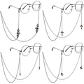 Gothic black eyewear chains set with bat, cross, lightning and moon pendants on glasses - Flash