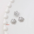 Copriperle a fiore argento da 10 mm per gioielli fai-da-te con finitura in metallo lucido - Placcato Oro Bianco Stile 45