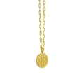 Macro shot of gold paperclip chain and hollow circular Gemini pendant with diamond - Gemini