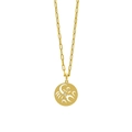 Gold hollow Scorpio zodiac pendant necklace with a round coin and zircon stone - Scorpio