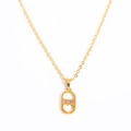 Collar dorado con piedras de circón púrpura en marco óvalo y diseño de corazón - Lata de Refresco