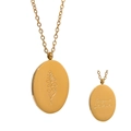 Minimalistische ovale Kette mit August-Gladiolen-Blumenaanhänger in 18K Goldoptik - August Gladiole