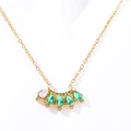 18K gold plated choker with emerald green and white zircon teardrop stones - May