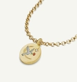 Collana a farfalla dipinta a mano con ciondolo uccello e luna in oro 18 carati - colomba della pace