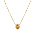 Collier en titane plaqué or 18K avec pendentif ovale en zircon jaune de naissance - November (Citrine Color)