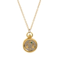 18K gold plated necklace with bicolor seal pendant featuring medical staff and scales - Libra