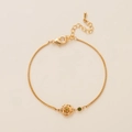 Gouden rozenarmband met groene zirkoon geboortesteen en fijne Venetiaanse schakel - Armband / Augustus Klaproos Armband