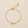 Pulsera dorada con piedra de nacimiento azul marino y colgante de estrella hueca para mujer - Pulsera / Pulsera de Acebo de Diciembre
