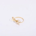 Minimalist 18K gold plated stainless steel bow ring with snake chain textured band - Ring / Gold