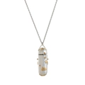 Collar con colgante de cápsula de plata y motivos dorados de estrellas y nubes - Relicario de Cilindro de Nube Estrella / Mezcla de Plata y Oro