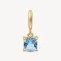 Square cut light blue birthstone pendant in 18K gold plated setting for women - December Princess Cut Pendant (Pendant Only)