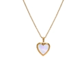 Collar de relicario con colgante de corazón en concha natural y acero inoxidable dorado - Concha de Corazón de Oro