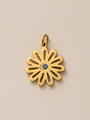 Anhänger aus Titanstahl in Gänseblümchen-Form mit Goldblättern und blauem Zirkon - April Gold (Anhänger)