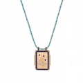 Detail view of Tarot pendant with abalone shell, moon and star motifs on woven cord - Moon (HSNK23120802D)