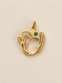 Anhänger Tulpe aus goldfarbenem Titanstahl mit hohlem Blumendesign und grünem Zirkon-Stein - Mai Gold (Anhänger)