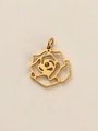 Aufwendiger hohler Rosenblüten-Anhänger in Goldoptik mit glatter, polierter Metalltextur - Juni Gold (Anhänger)