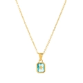 Collana Stella Polare in titanio con ciondolo rettangolare in cristallo azzurro oro - Collana / Febbraio - Oro