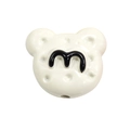 Perle en acrylique en forme d'ours blanc crème avec lettre M noire pour bijoux DIY - Blanc