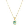 Macro view of North Star birthstone pendant necklace featuring sky blue crystal in gold finish - Necklace / March - Gold