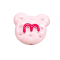 Perle ours en acrylique rose avec lettre M rouge pour bijoux DIY et bracelets - Rose Clair