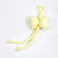 Light yellow fabric bow charm with woven strap for bags and phones in minimalist style - Yellow Solid Color Style