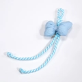 Blue and white checkered bow dog chew rope toy with durable spiral woven cotton texture - Blue and White Striped Style