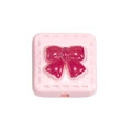 Pink square acrylic bead with a glittery magenta bow design for DIY jewelry projects - Square Bow Bead / Light Pink