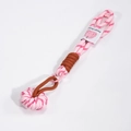 Pink and brown braided phone lanyard with metal ring and stylish woven design label - Pink