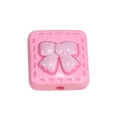 Pink acrylic square bead with 3D bow design and center hole for DIY jewelry making - Square Bow Bead / Light Pink
