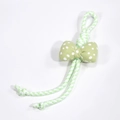 Handmade checkered lanyard with green polka dot bow and woven fiber rope design - Green Polka Dot Style