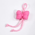 Pink checkered bow mobile phone charm with woven lanyard for bags and accessories - Rose Red Solid Color Style