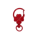 Roter Kleeblatt-Metallkarabiner mit drehbarem Ring für DIY-Schlüsselanhänger - Vierblättriges Kleeblatt / Rot