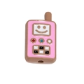 Perlina in acrilico a forma di walkie-talkie rosa e marrone con smiley per gioielli fai-da-te - Caffè