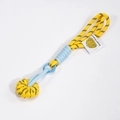 Yellow and black striped lanyard with light blue accents and a decorative square tag - Yellow