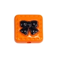 Vibrant orange square acrylic bead with black bow detail for DIY jewelry making - Square Bow Bead / Orange