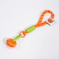 Paracord pumpkin phone lanyard in orange and green braided design with logo tag - Orange