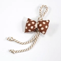 Brown and white spiral woven phone charm with a polka dot bow tie accessory - Coffee Polka Dot Style