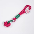 Pink and black woven phone strap with metallic ring and pumpkin-shaped bead accent - Rose Red