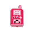 Perla in acrilico rosa a forma di walkie-talkie con smiley e foro verticale per gioielli fai da te - Rosso rosa