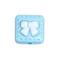 Sky blue square acrylic bead with white bow detail for DIY jewelry making - Square Bow Bead / Blue
