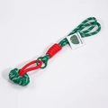 Green polka dot woven phone lanyard with red accents and designer label keychain - Dark Green