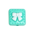 Mint green square acrylic bead with white 3D bowknot for DIY jewelry and phone chains - Square Bow Bead / Emerald