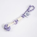 Purple and white braided rope phone lanyard keychain with metal clasp and woven tag - Purple