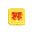 Yellow square acrylic bead with red 3D bow design for DIY jewelry and keychains - Square Bow Bead / Dark Yellow