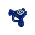 Mini dark blue glass pipe bead with light green spiral pattern for DIY jewelry - Sapphire Blue