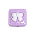 Light purple acrylic square bead with white bow relief and hole for DIY jewelry - Square Bow Bead / Purple