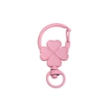 Portachiavi a quadrifoglio rosa in lega con petali a cuore e gancio a scatto a D - Quadrifoglio / Rosa chiaro
