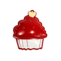Colorful cupcake pendant charm with red enamel top and heart detail for DIY jewelry - Red