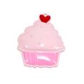 Pink resin cupcake pendant with red heart topper and vibrant magenta base for DIY jewelry - Pink
