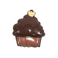 Pendentif cupcake chocolat en alliage avec cœur jaune pour bijoux DIY et porte-clés - Café Foncé